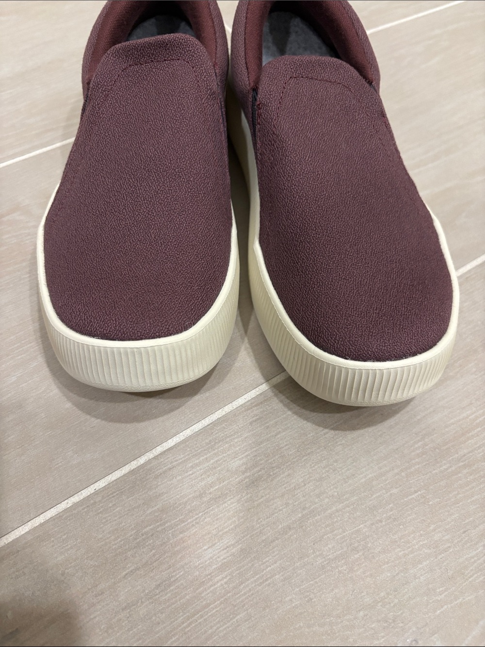 allbirds Maroon Slip-On Sneakers with Cream Sole